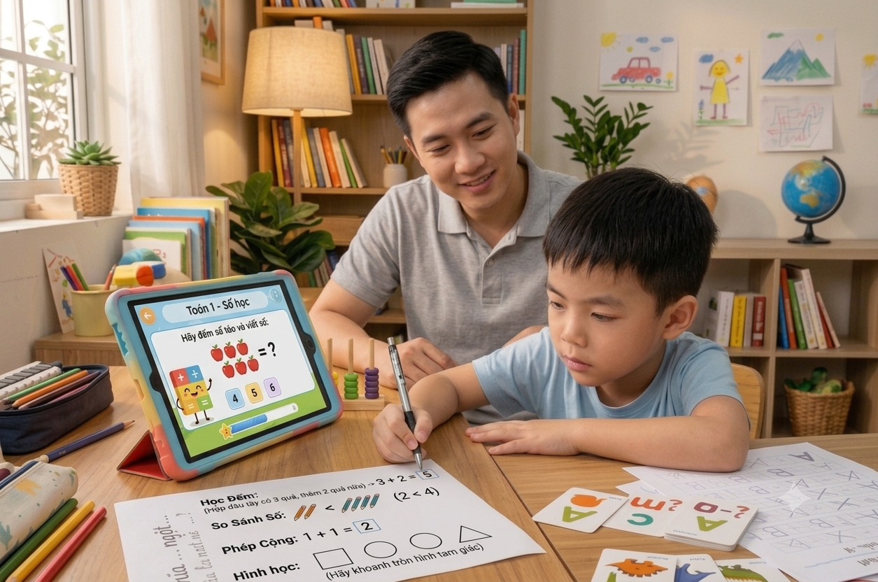 Toán lớp 1: Con mới bắt đầu học Toán